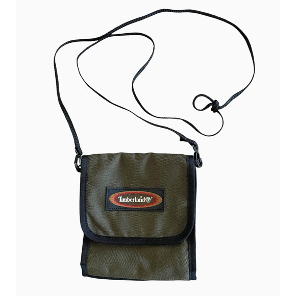 TIMBERLAND Men's Olive Green Canvas Sling Security Waterproof Travel Bag NEW - Picture 1 of 8